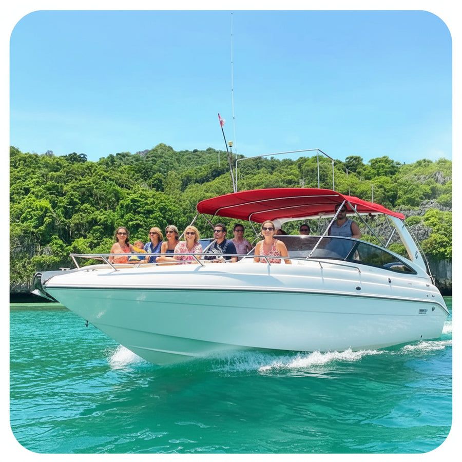 Private speedboat anchored at Angthong Marine Park, Koh Samui